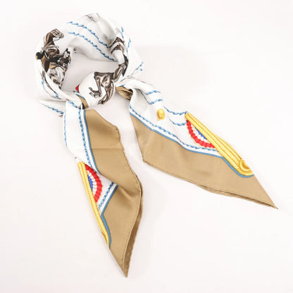 Hermès Carré 90 "CADRE NOIR" Silk handkerchief in Beige