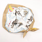 Hermès Carré 90 "CADRE NOIR" Silk handkerchief in Beige