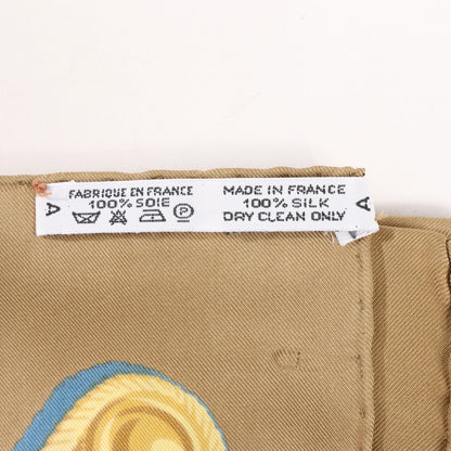 Hermès Carré 90 "CADRE NOIR" Silk handkerchief in Beige