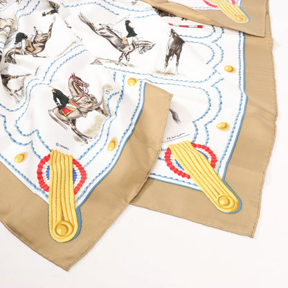 Hermès Carré 90 "CADRE NOIR" Silk handkerchief in Beige