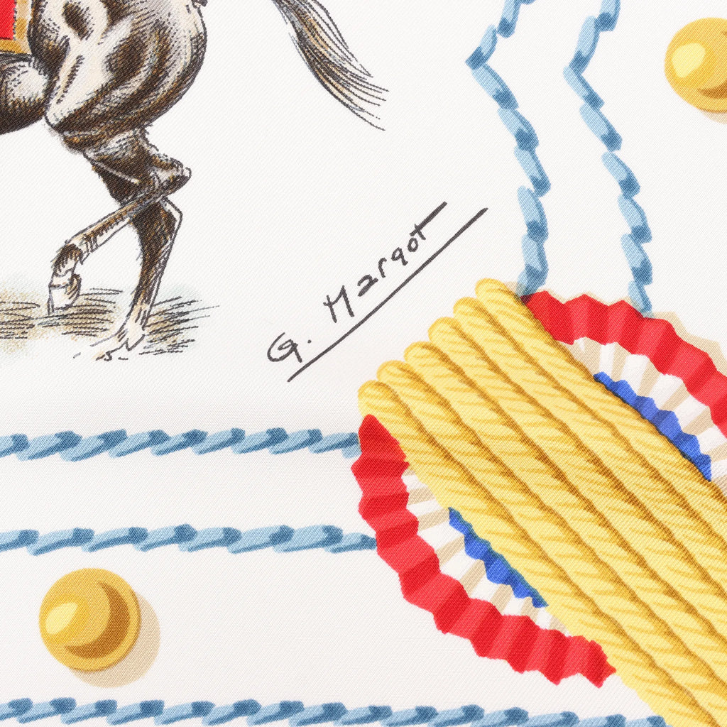 Hermès Carré 90 "CADRE NOIR" Silk handkerchief in Beige