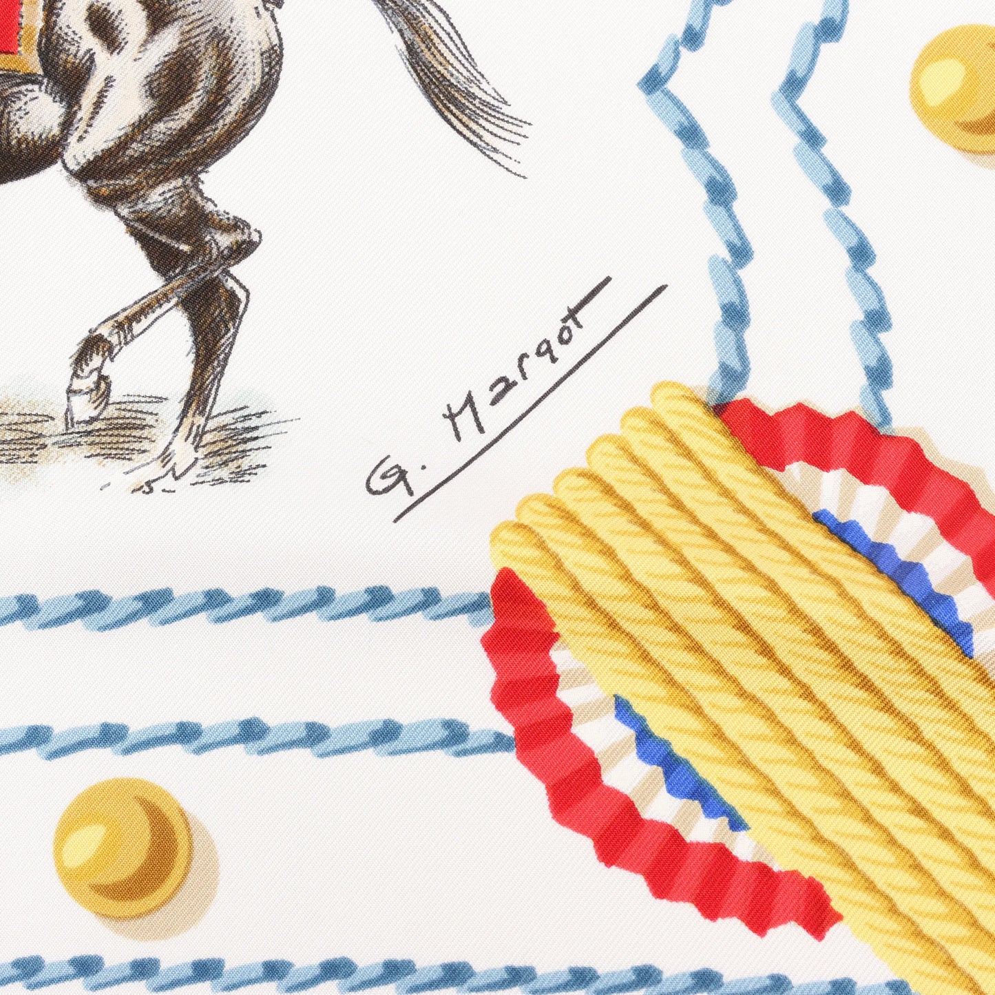 Hermès Carré 90 "CADRE NOIR" Silk handkerchief in Beige