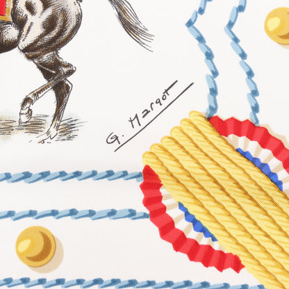 Hermès Carré 90 "CADRE NOIR" Silk handkerchief in Beige