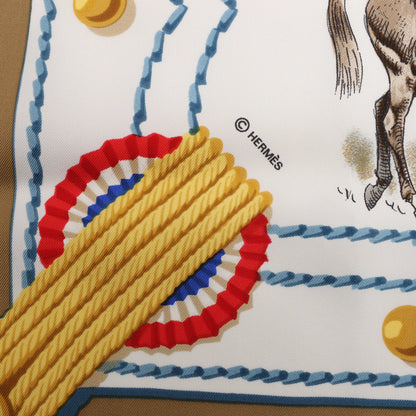 Hermès Carré 90 "CADRE NOIR" Silk handkerchief in Beige