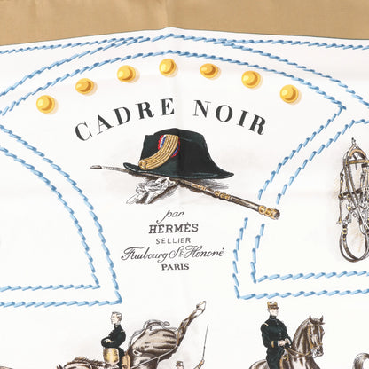 Hermès Carré 90 "CADRE NOIR" Silk handkerchief in Beige