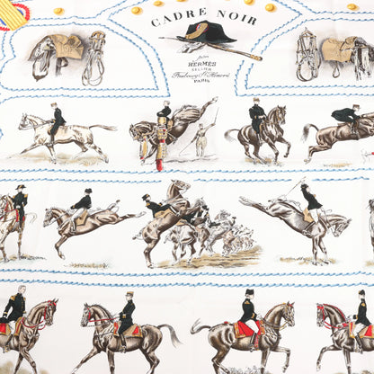 Hermès Carré 90 "CADRE NOIR" Silk handkerchief in Beige