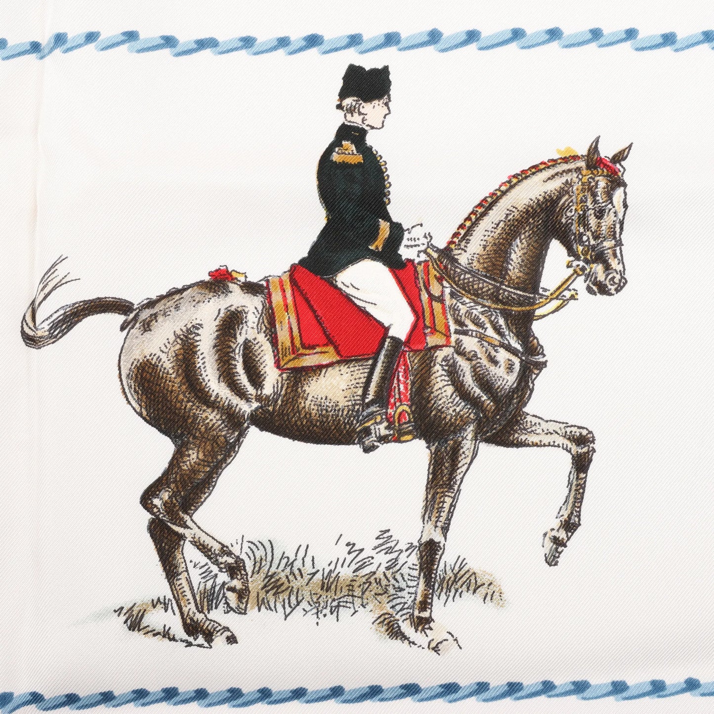 Hermès Carré 90 "CADRE NOIR" Silk handkerchief in Beige