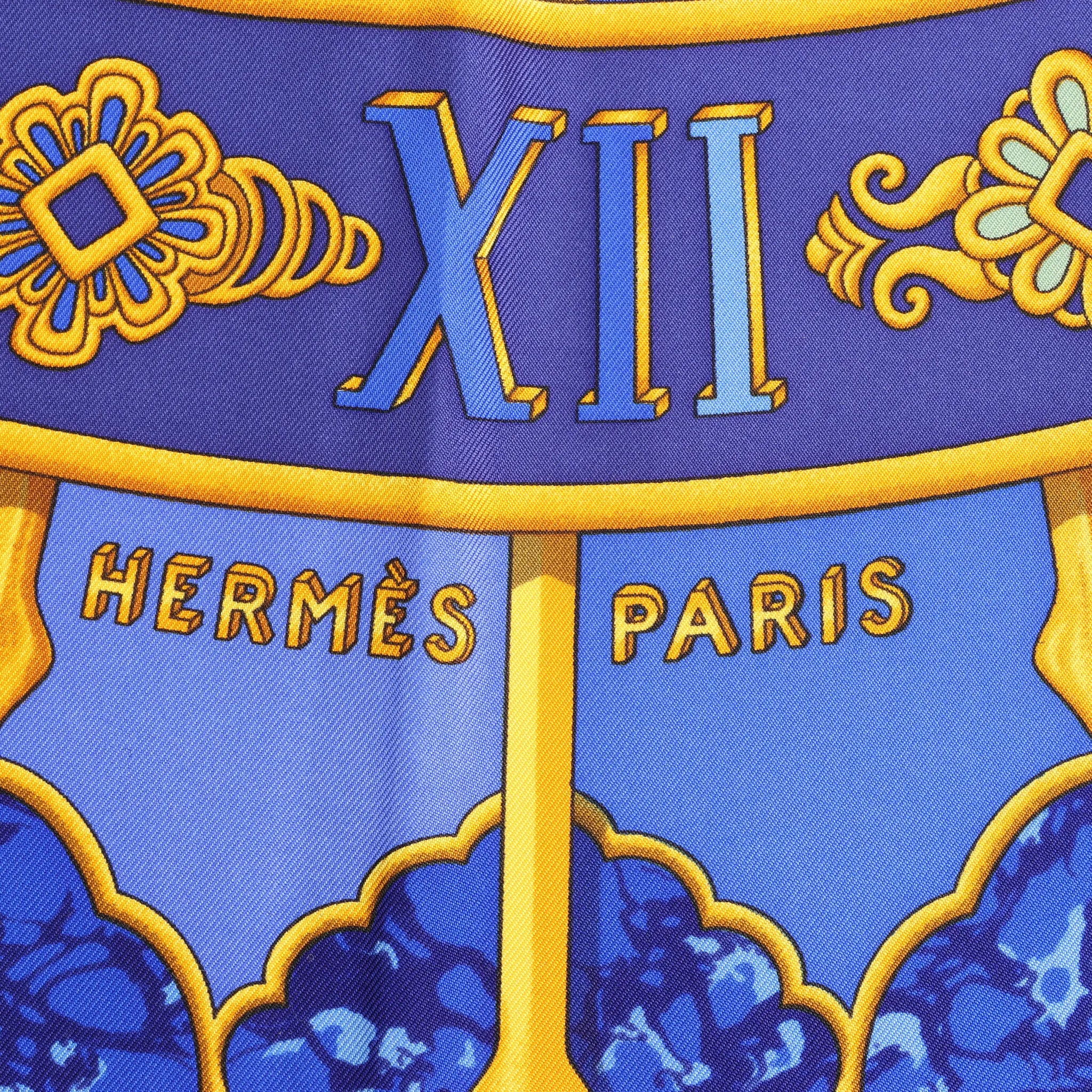 Hermès Carré 90 "CARPE DIEM" Silk handkerchief in Blue
