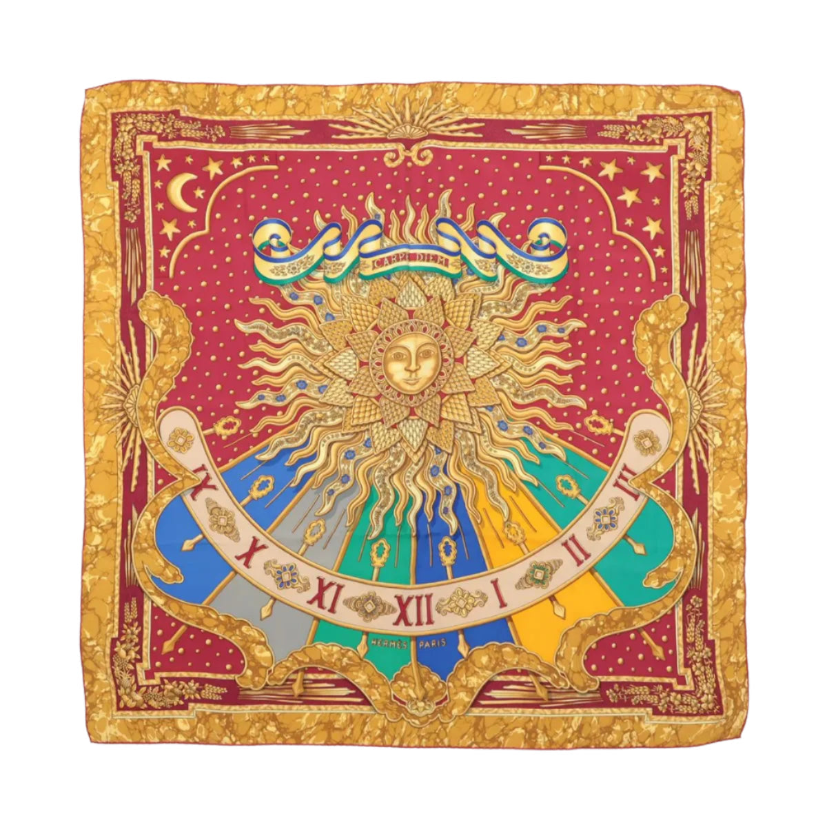 Hermès Carré 90 "CARPE DIEM" 100% Silk Scarf in Red