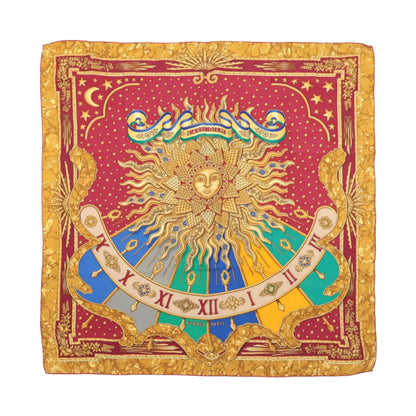 Hermès Carré 90 "CARPE DIEM" 100% Silk Scarf in Red