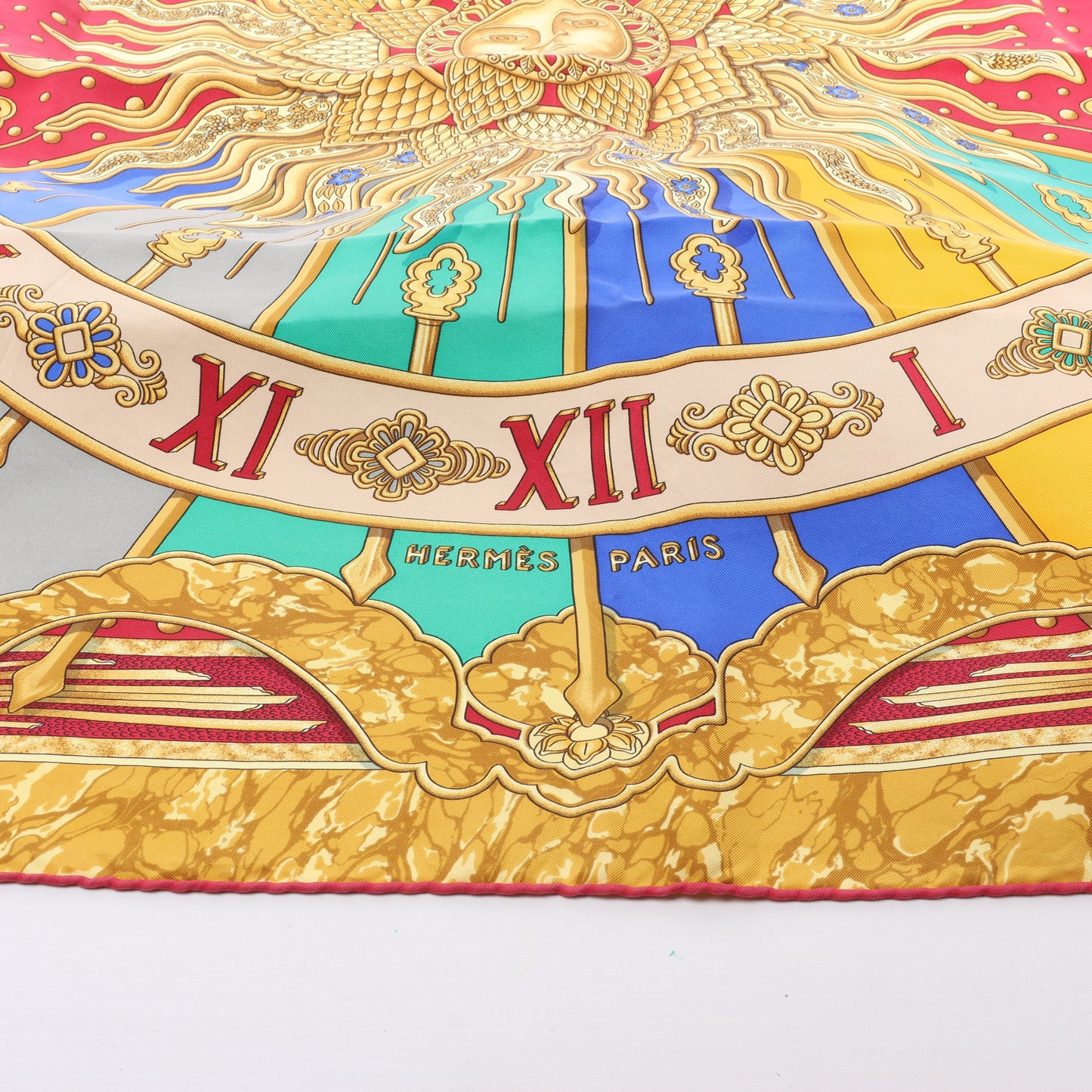 Hermès Carré 90 "CARPE DIEM" 100% Silk Scarf in Red