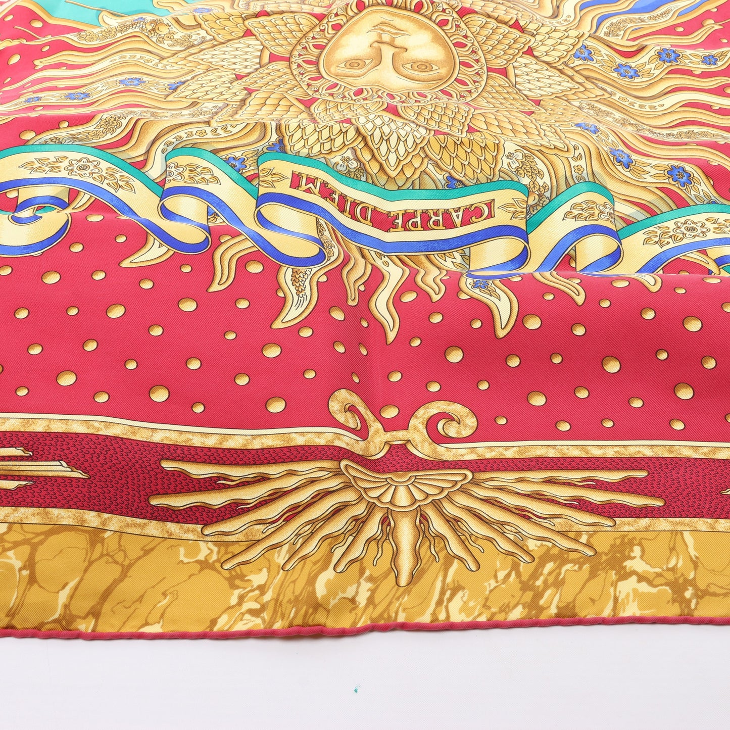 Hermès Carré 90 "CARPE DIEM" 100% Silk Scarf in Red