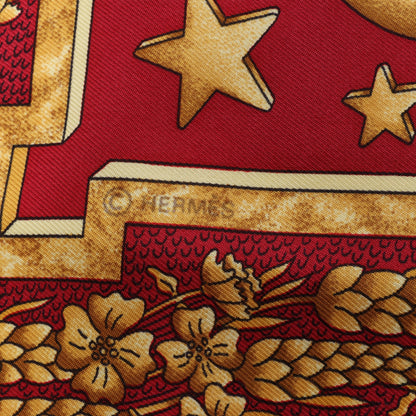 Hermès Carré 90 "CARPE DIEM" 100% Silk Scarf in Red
