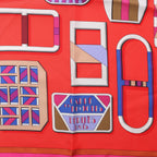 Hermès Carré 90 "CARRE EN BOUCLES" Silk handkerchief in Red