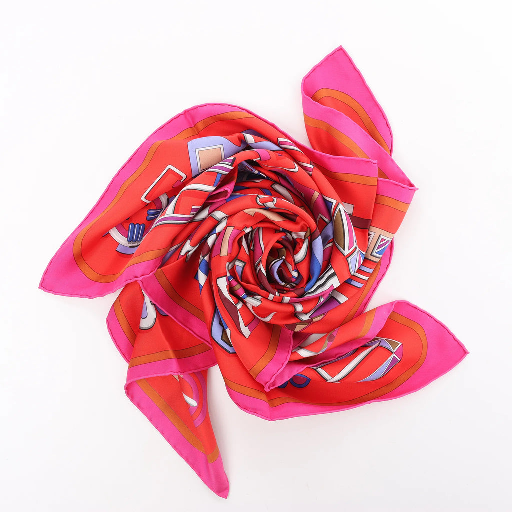Hermès Carré 90 "CARRE EN BOUCLES" Silk handkerchief in Red