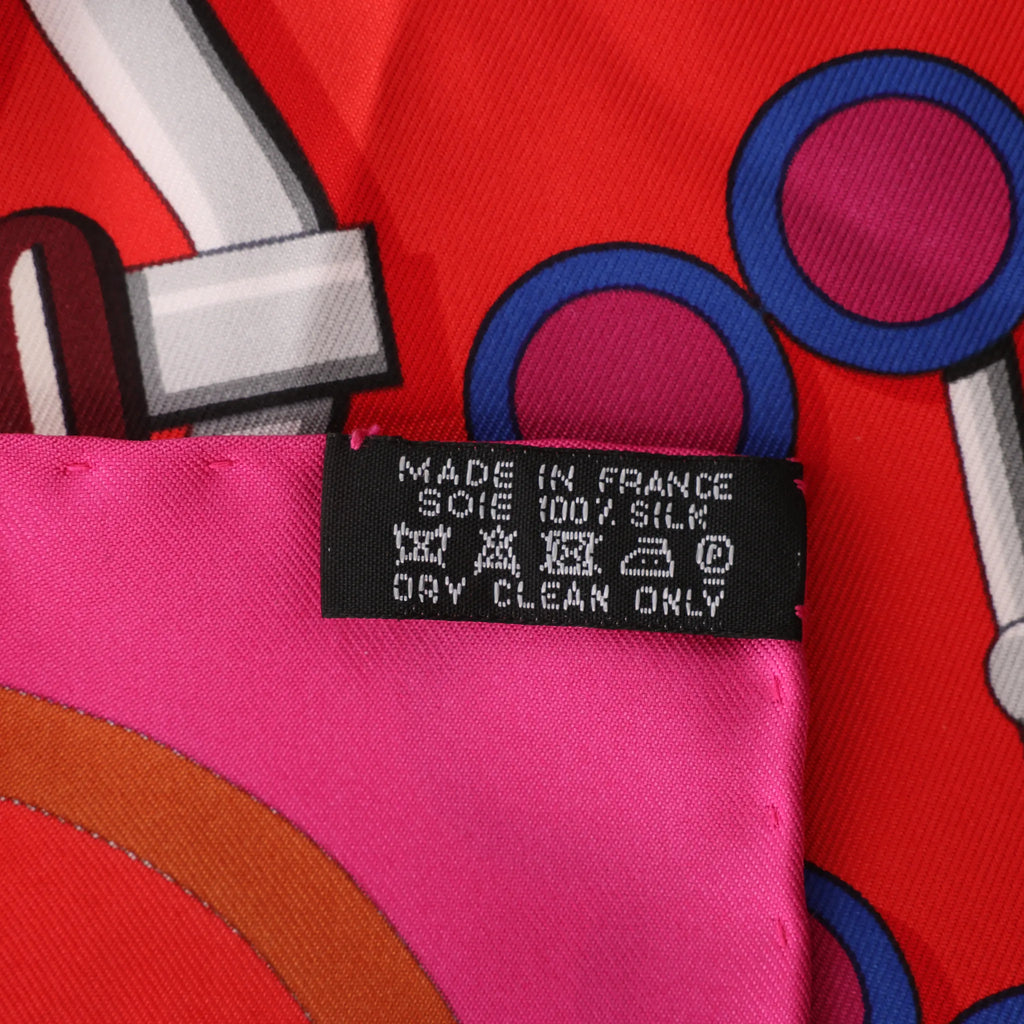Hermès Carré 90 "CARRE EN BOUCLES" Silk handkerchief in Red