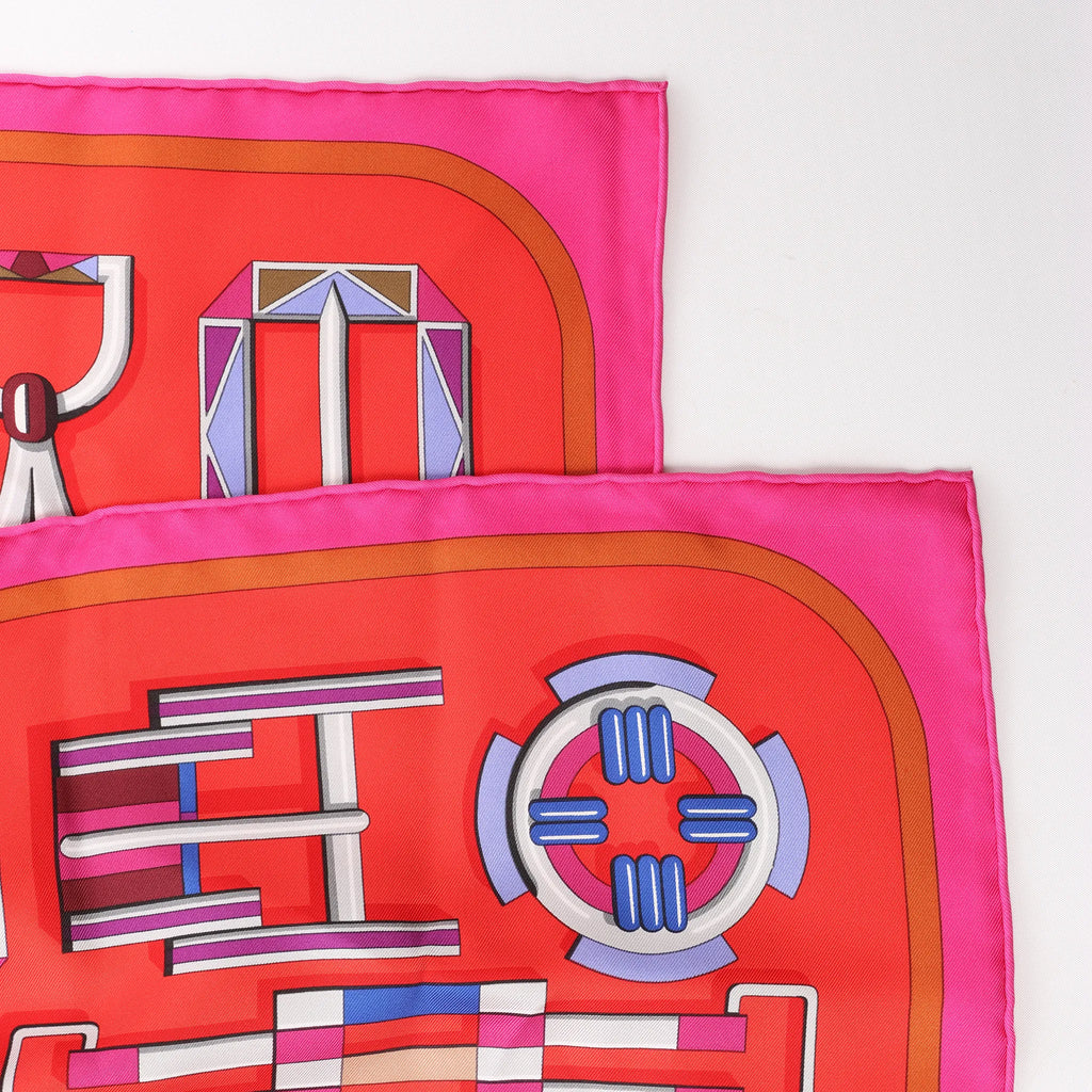 Hermès Carré 90 "CARRE EN BOUCLES" Silk handkerchief in Red