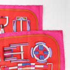 Hermès Carré 90 "CARRE EN BOUCLES" Silk handkerchief in Red