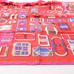 Hermès Carré 90 "CARRE EN BOUCLES" Silk handkerchief in Red