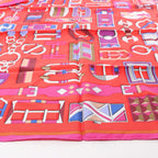 Hermès Carré 90 "CARRE EN BOUCLES" Silk handkerchief in Red