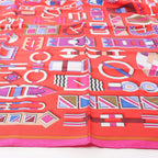 Hermès Carré 90 "CARRE EN BOUCLES" Silk handkerchief in Red