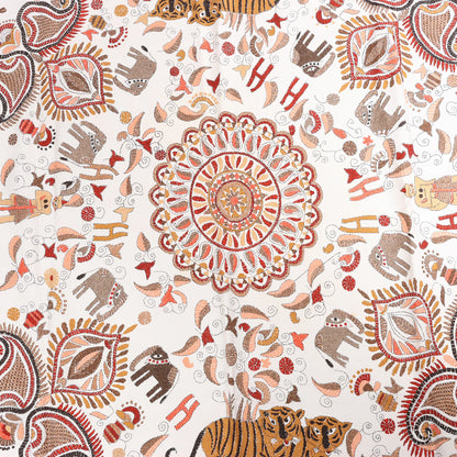 Hermès Carré 90 "CARRE KANTHA" Silk handkerchief in Ecru