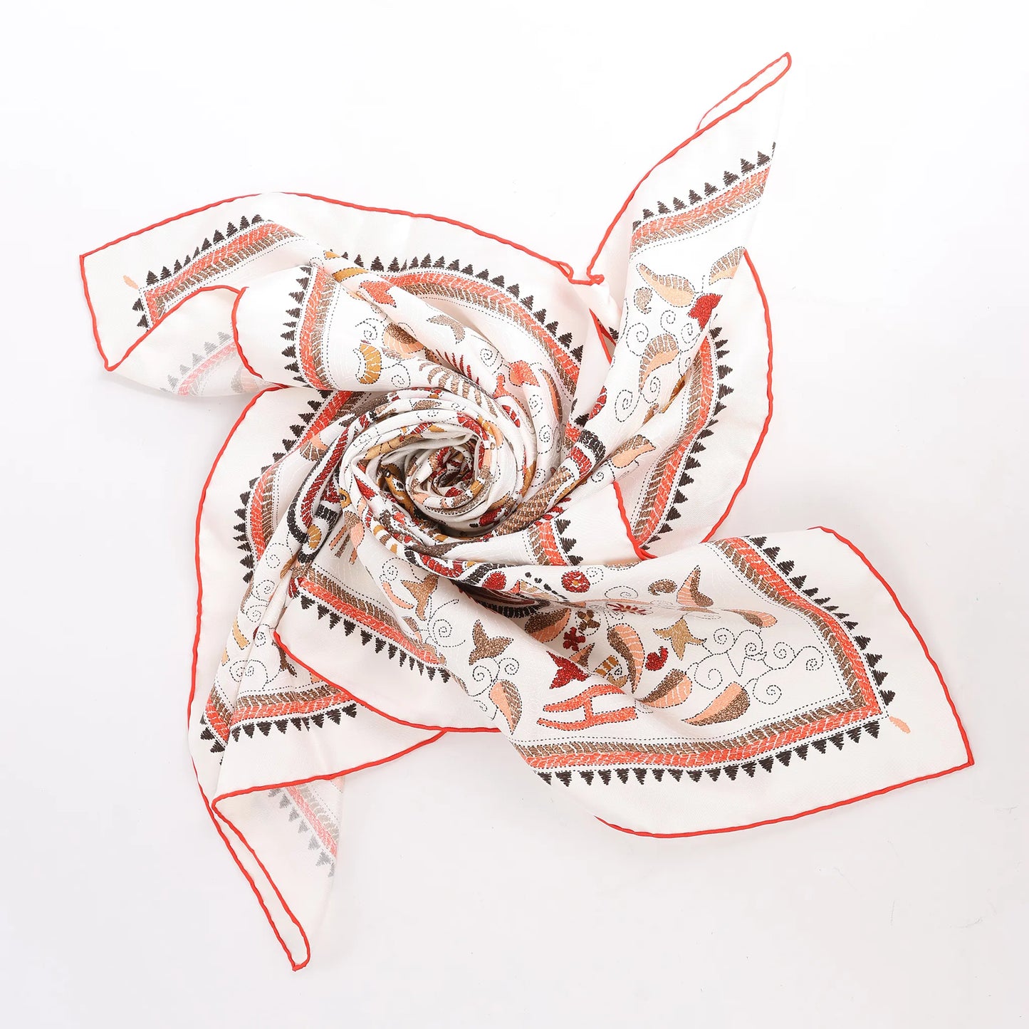 Hermès Carré 90 "CARRE KANTHA" Silk handkerchief in Ecru