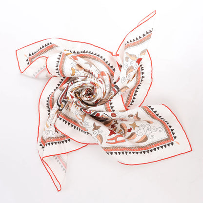 Hermès Carré 90 "CARRE KANTHA" Silk handkerchief in Ecru