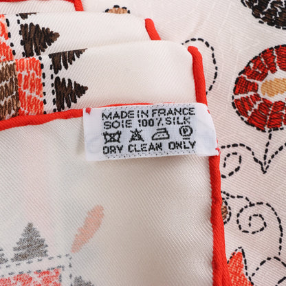 Hermès Carré 90 "CARRE KANTHA" Silk handkerchief in Ecru