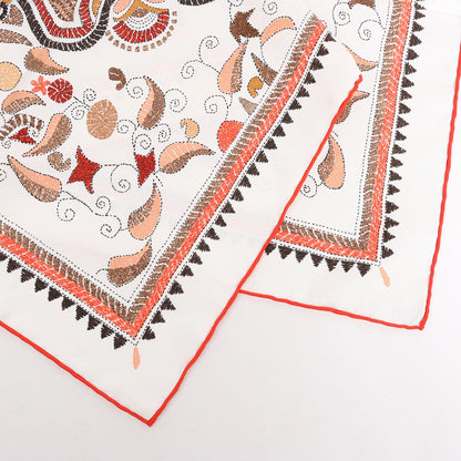 Hermès Carré 90 "CARRE KANTHA" Silk handkerchief in Ecru