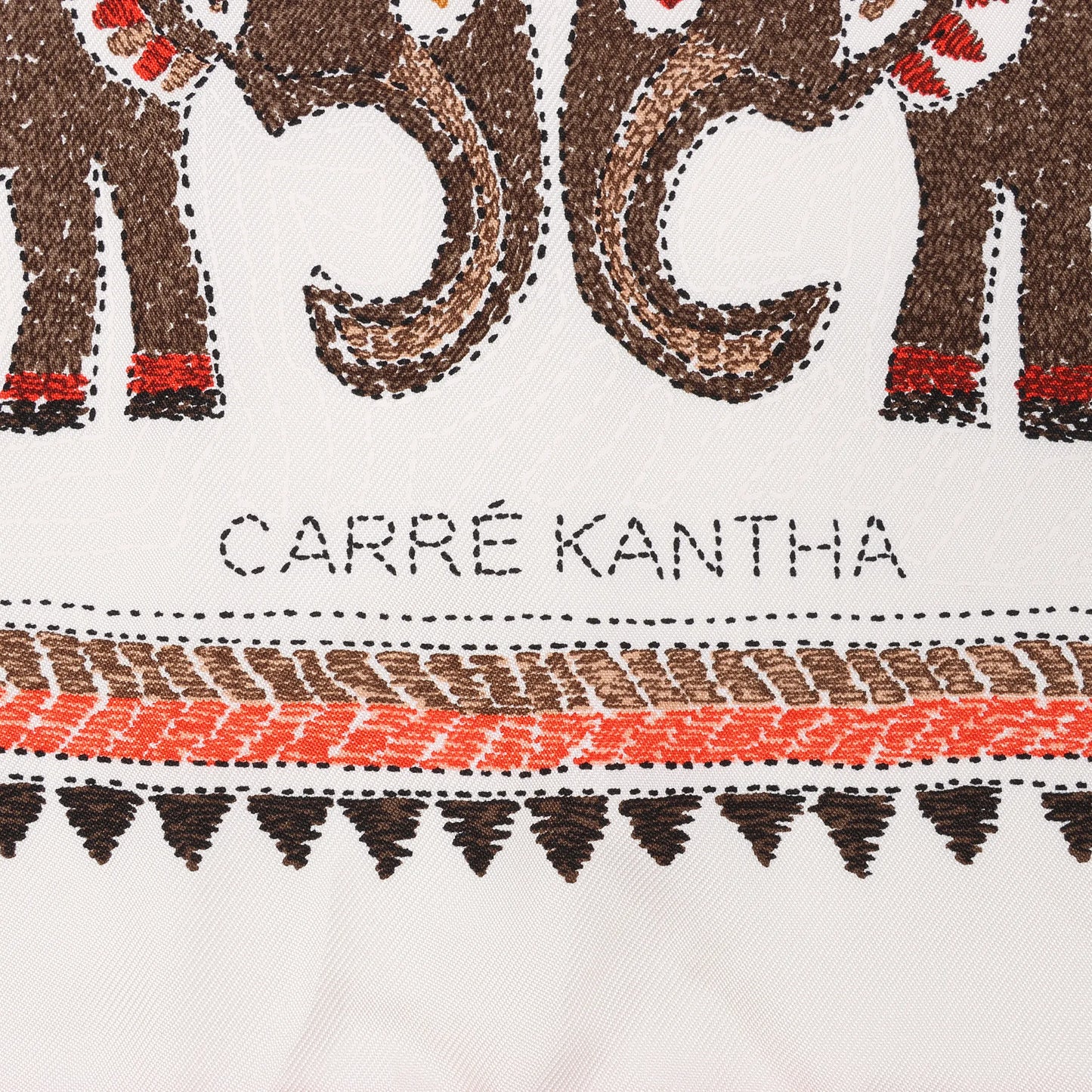 Hermès Carré 90 "CARRE KANTHA" Silk handkerchief in Ecru