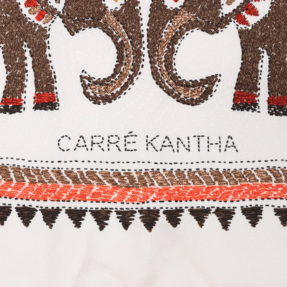 Hermès Carré 90 "CARRE KANTHA" Silk handkerchief in Ecru