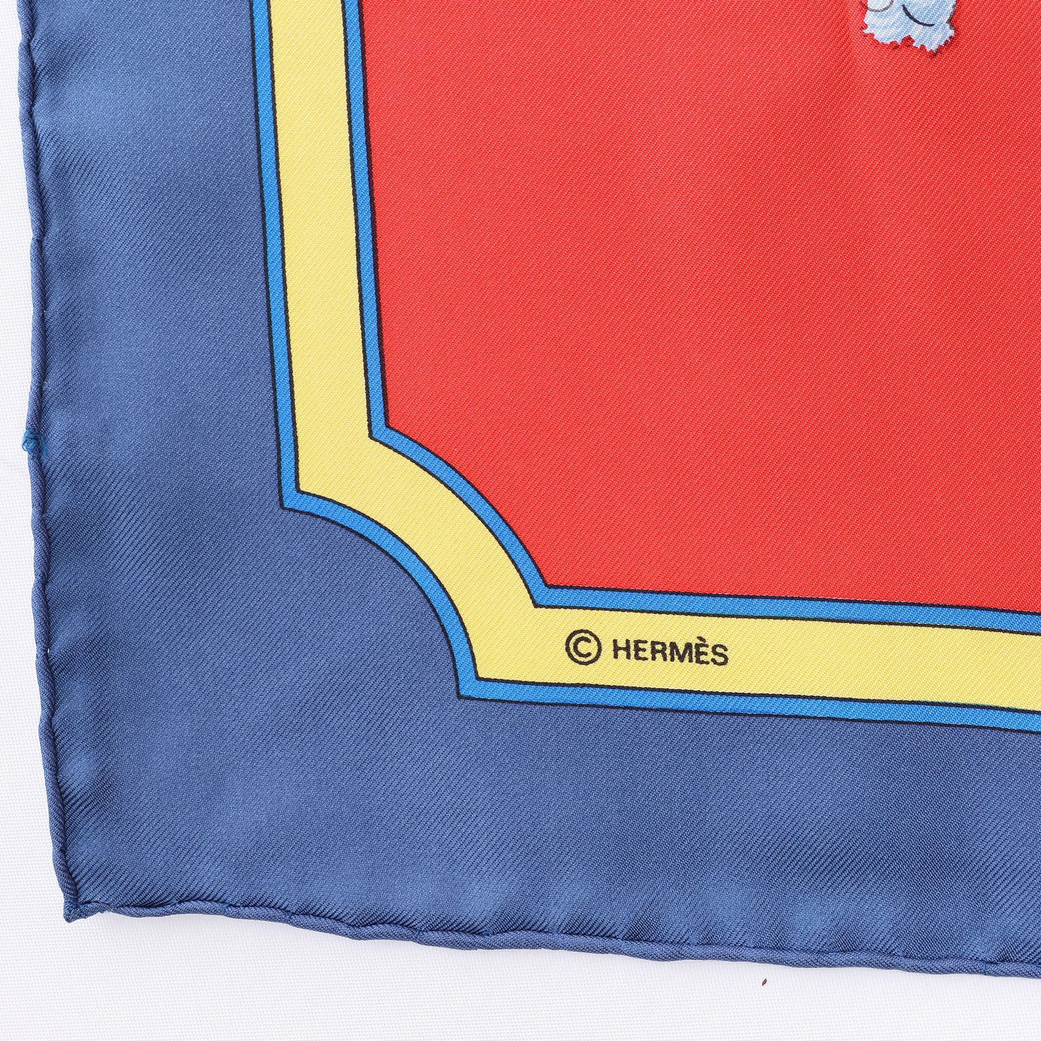 Hermès Carré 90 "CARROUSEL" Silk handkerchief in Red