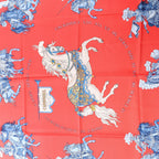 Hermès Carré 90 "CARROUSEL" Silk handkerchief in Red