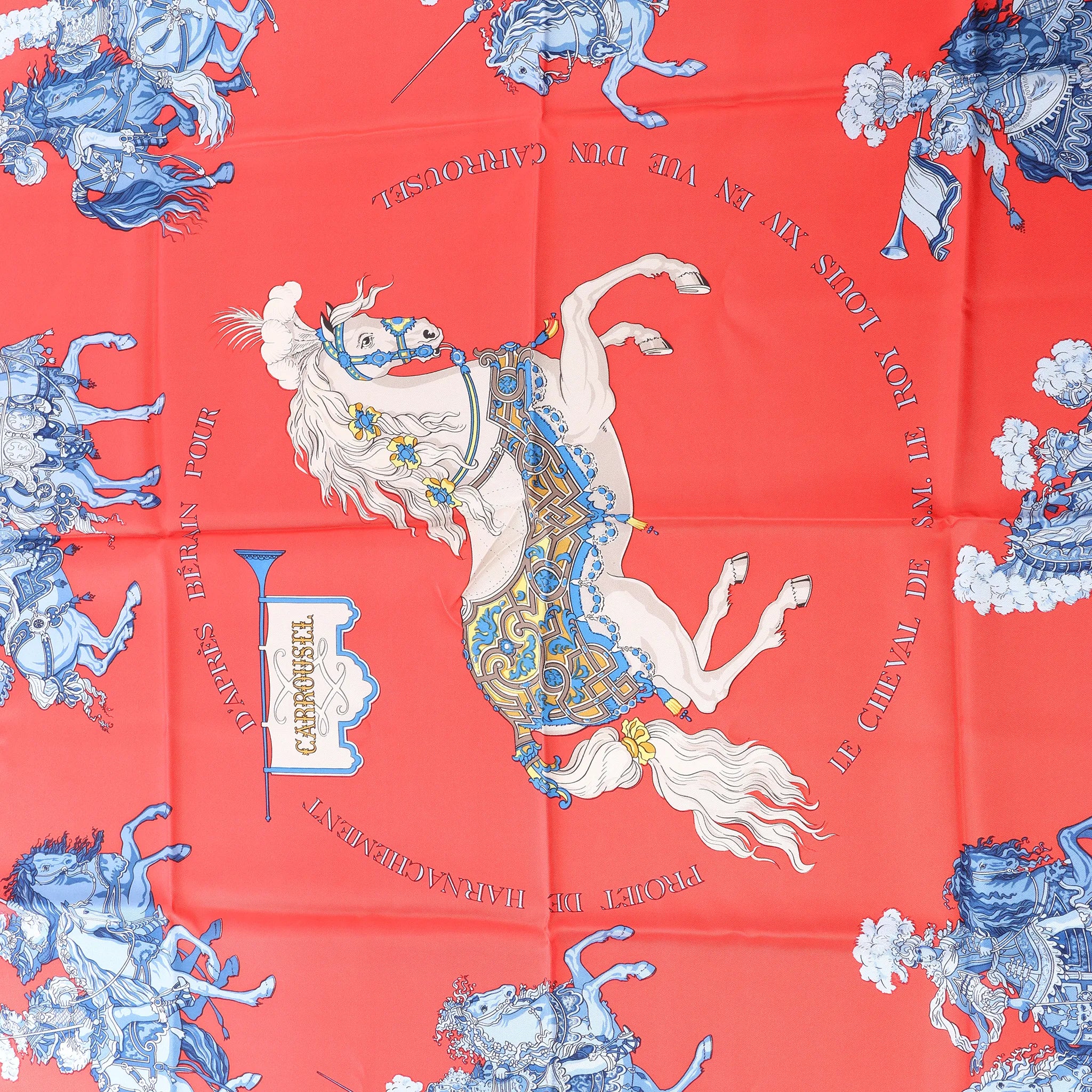 Hermès Carré 90 "CARROUSEL" Silk handkerchief in Red