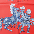 Hermès Carré 90 "CARROUSEL" Silk handkerchief in Red
