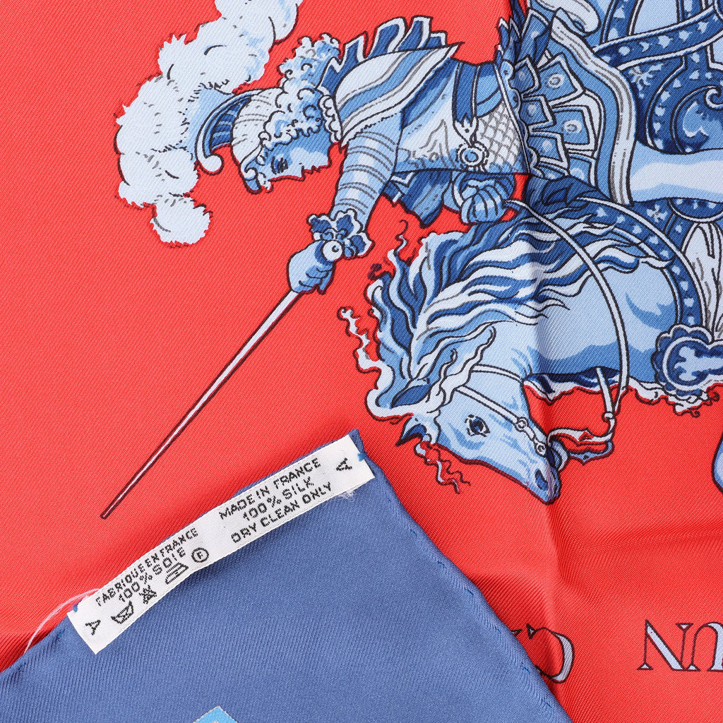 Hermès Carré 90 "CARROUSEL" Silk handkerchief in Red