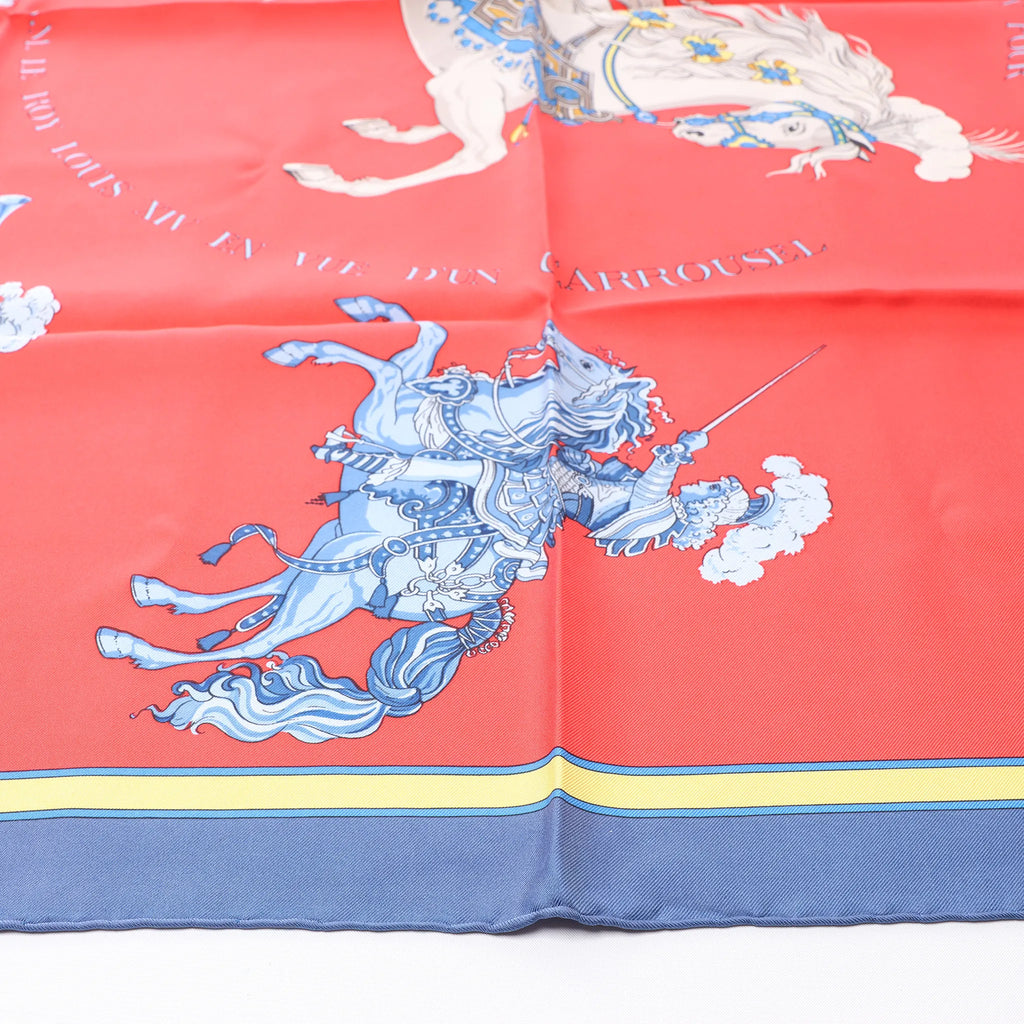 Hermès Carré 90 "CARROUSEL" Silk handkerchief in Red