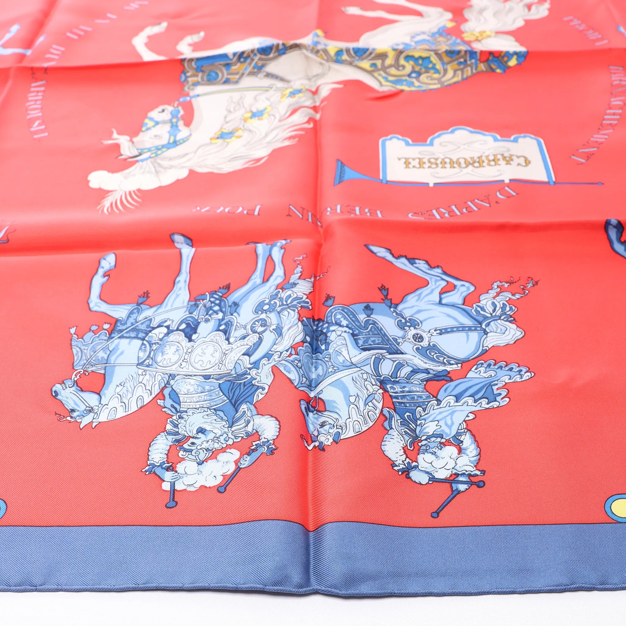 Hermès Carré 90 "CARROUSEL" Silk handkerchief in Red