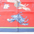 Hermès Carré 90 "CARROUSEL" Silk handkerchief in Red