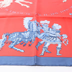 Hermès Carré 90 "CARROUSEL" Silk handkerchief in Red