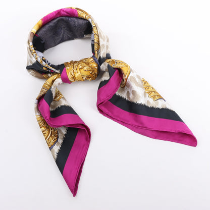 Hermès Carré 90 "CASQUES et PLUMETS" 100% Silk Scarf in Purple