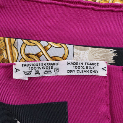 Hermès Carré 90 "CASQUES et PLUMETS" 100% Silk Scarf in Purple