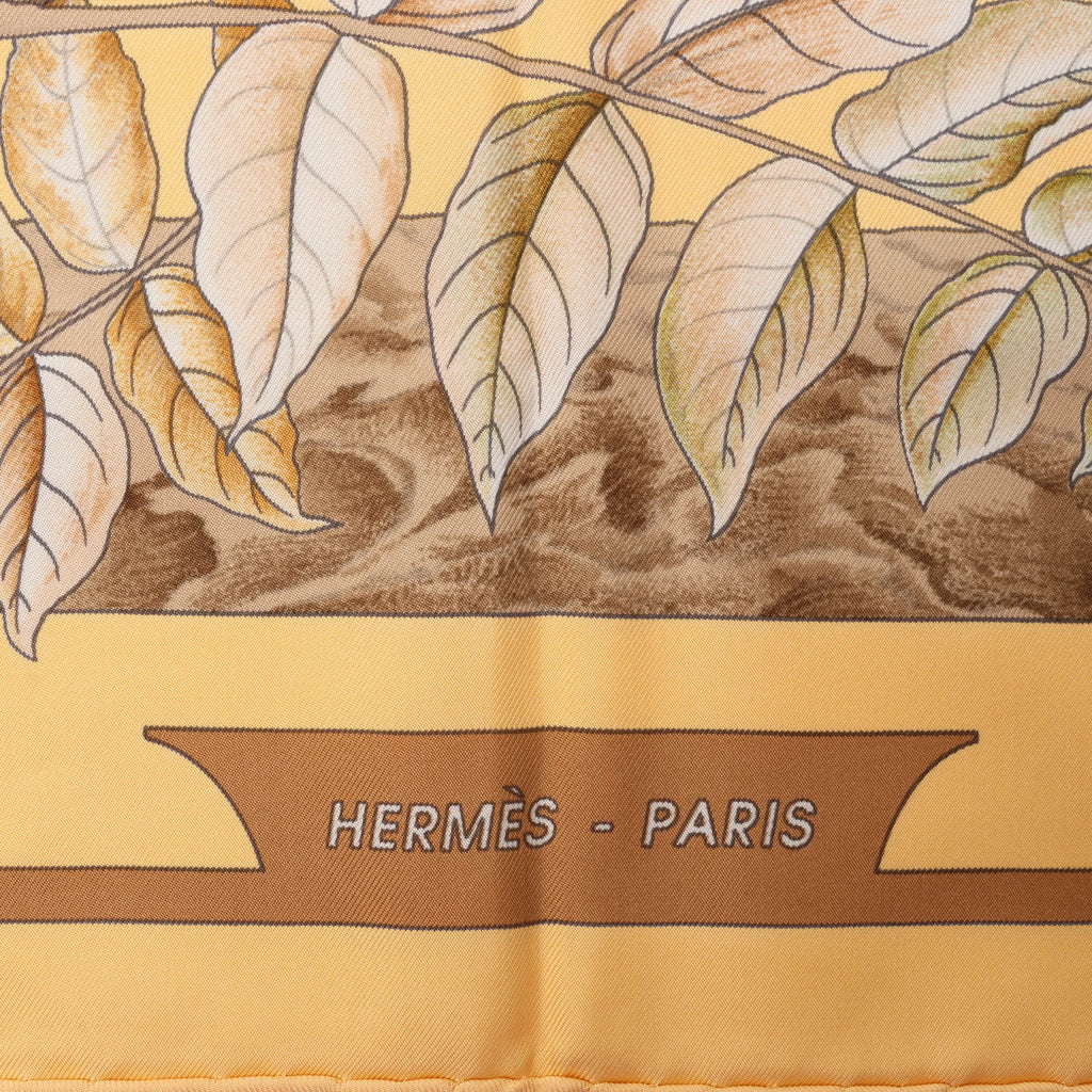 Hermès Carré 90 "CASSE NOISETTE" Silk handkerchief in Yellow x Brown