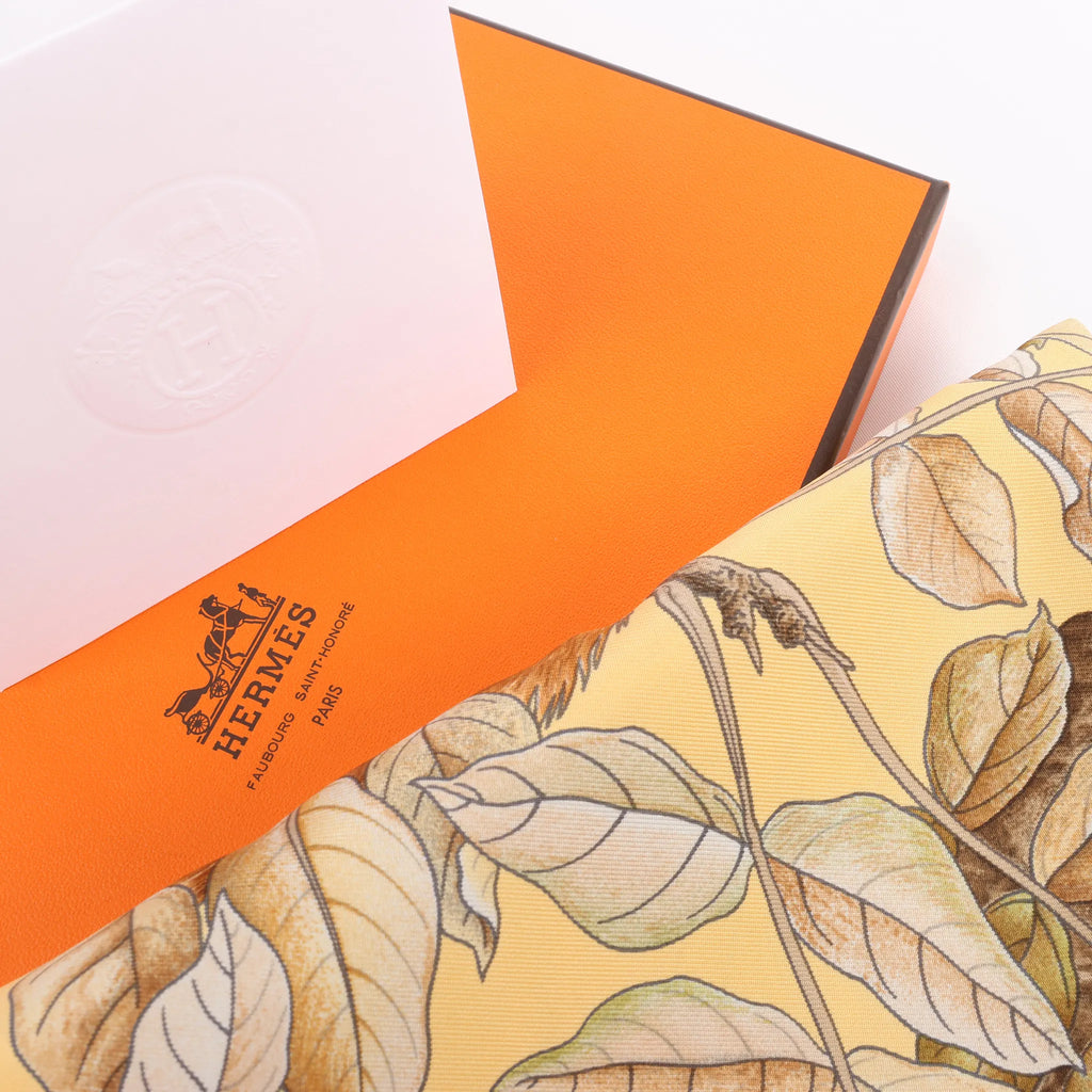 Hermès Carré 90 "CASSE NOISETTE" Silk handkerchief in Yellow x Brown