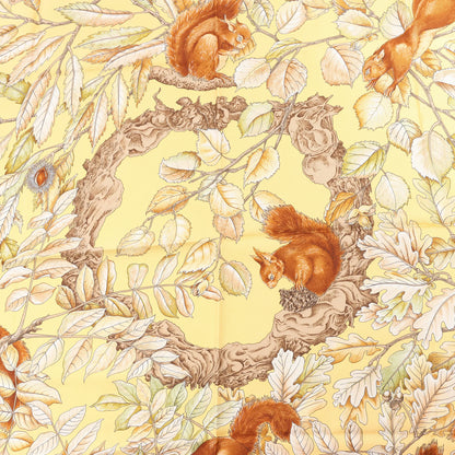 Hermès Carré 90 "CASSE NOISETTE" Silk handkerchief in Yellow