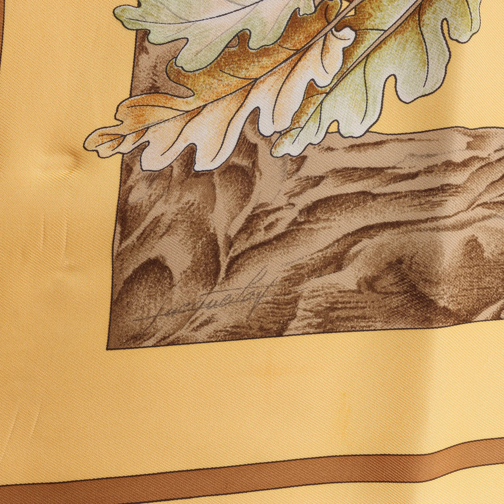 Hermès Carré 90 "CASSE NOISETTE" Silk handkerchief in Yellow