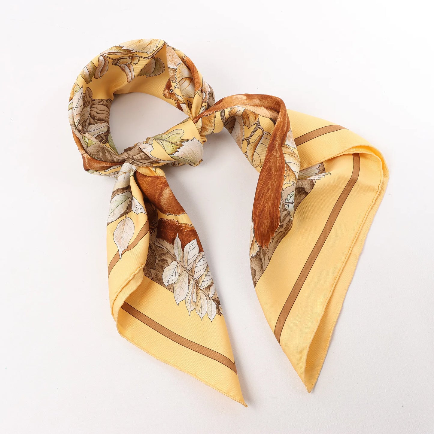 Hermès Carré 90 "CASSE NOISETTE" Silk handkerchief in Yellow