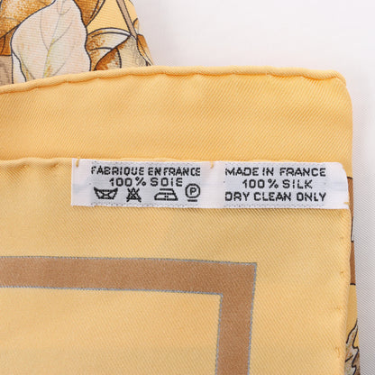 Hermès Carré 90 "CASSE NOISETTE" Silk handkerchief in Yellow