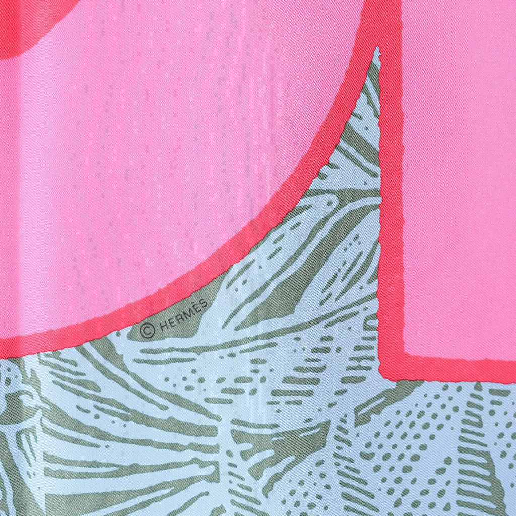 Hermès Carré 90 "CAVALIER EN FORMES" Silk handkerchief in Blue x Pink